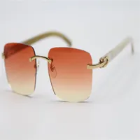 New Fashion Rimless White Buffalo Horn Sunglasses popular Men Women 8300816 Genuine Natural Glasses Frame Size54-18-140mm233P
