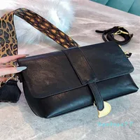 Designer- Black leopard print shoulder strap shopping bag designer leather luxury lady messenger handbag263V