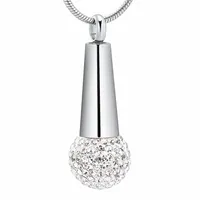 IJD11732 Stainless Steel Crystal Microphone Fashion Memorial Hold Cremation for Ashes Urn Pendant Necklace Jewelry2786