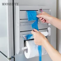 Storage Holders Racks 6 IN 1 Wall Mount Cling Film Cutter Paper Towel Rack Tissue Preservative Holder Wrap Tin Foil Dispenser Organizer 230328