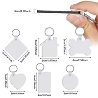 Keychains 36Pcs Wood Hardboard Keychain Blank MDF Double-Side Printed Sublimation Heat Transfer Jewelry Making298b