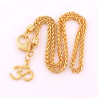 Gold Plated Hindu Buddhist OM Charm Pendnat India Yoga Religious Wheat Chain Necklace Jewelry255m