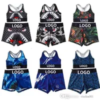 Fashion Cartoon Tracksuits Women Quick Drying Vest And Shorts Two Piece Set Sports Fitness Set Designer Print Letter Camouflage