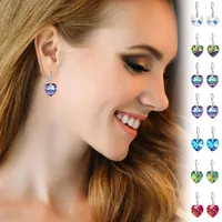 Dangle Earrings Heart Colored Crystal Hook For Women Sparkling Zircon Ear Cuff Clip Wedding Party Girls Jewelry Gift