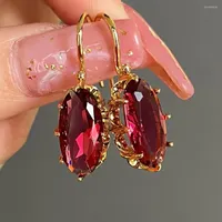 Dangle Earrings Fashion Trendy Women Oval Cubic Zirconia Temperament Elegant Design Luxury Female Aesthetic Jewelry