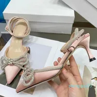 Sandalias de tacón alto para mujeres Fashion Rhinestone Bow Stiletto Stiletto Summer Cuttout Shops Fiest Farty Zapatos35-40 222