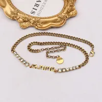 Women Luxury Brand Designer Letter Pendant Necklaces Simple 18K Gold Plated Crysatl Rhinestone Necklace Wedding Party Jewerlry Accessories Gift