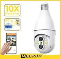 IP Cameras Mccpuo Dual Lens E27 Bulb Surveillance Camera WIFI 360 Auto Tracking 360 PTZ IP Camera Color Night Vision IP Security C6075148