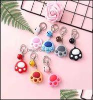 Keychains Fashion Accessories Cute Cat Claw Keychain For Women Kids Soft Rubber Bell Car Pendant Key Ring Gifts 2022 Drop Delivery7096760