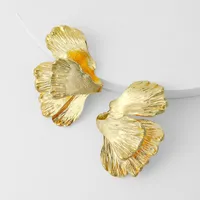 Gold Color Geometric Leaf-Shaped Metal Dangle Earrings for Women Pendant Earrings Party Jewelry