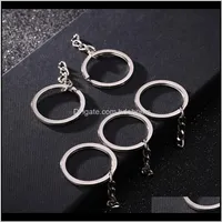 Keychains Fashion Drop Delivery 2021 Polished Sier Color 30Mm Keyring Keychain Split Ring With Short Chain Rings Women Men Diy Key Chain zWC