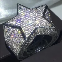 Wedding Rings Male Hiphop Big Star Ring Pave 500pcs Zircon Cz Engagement Band For Men Iced Out Rock Jewelry1929