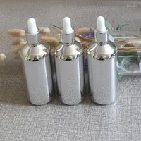 Storage Bottles 50pieces Lot 100ml High Temperature Silver Plated Dropper Bottle Container Essential Oil Glass