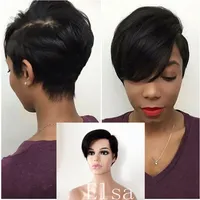 Human Hair pixie cut wig With Lace Front Brazilian Straight Short HumanHair Wigs For Black Women Short Bob Pre Plucked Bleached Kn225M