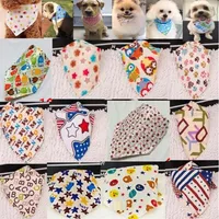 Whole 50pcs lot New Mix 50 Colors Dog Apparel Adjustable Puppy Pet bandanas Cotton Most Fashionable PV01277z