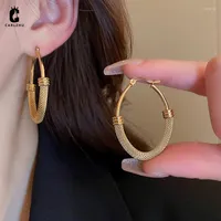 Hoop Earrings Korean Titanium Steel Hollow Oval Ear Buckle For Women Light Luxury Fashionable Temperament Simple Jewelry