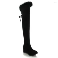 Boots Over The Knee High Winter Shoes Warm Fur Snow For Women With Plush Comfortable Long Large Size