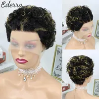 Short Curly Bob Human Hair Wigs Brazilian Natural Water Wave 13x1 Lace Frontal Closure PrePlucked Wig For Black Women Deep