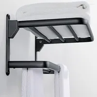 Bath Accessory Set Black Bathroom Towel Rack Aluminum Alloy Washroom Accessories Hardware Sets European Prateleiras Home Improvement