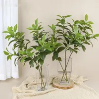 Decorative Flowers Simulation Leaves With Long Branch Artificial Plant Fake Green Osmanthus