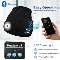 Winter Beanie Hat Unisex Beanie Soft Knitted Hat Wireless Bluetooth 5 0 Smart Cap Stereo Headphone Headset with LED Light with OPP268Y
