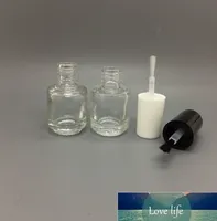Wholesale 5ml Round Shape Refillable Empty Clear Glass Nail Polish Bottle For Nail Art With Brush Black Cap white caps factory outlet