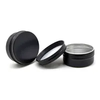 Empty Case Tin Aluminum Circular Black Storage Boxes & Bins Container Cosmetic Jars Helical Thread Cover Organizers Can Metal Makeup Candy Snacks