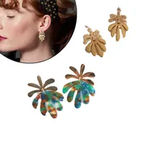 Designers alexis bittar Earring AB Style Jewelry LELE Gold Inlaid Diamond Simple Leaf Shape Commuter Earrings Female