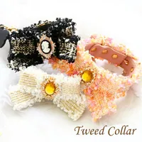 dog collars classical tweed Vintage Bow pet necklace accessories317u