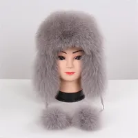 Women Natural Fur Russian Ushanka Hats Winter Thick Warm Ears Fashion Bomber Hat Female Genuine Real Caps 2010193001