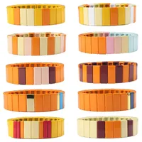 Link Bracelets 10pcs Lot Tile Bracelet Set Bohemia Enamel Stackable Beaded Bangle For Women Friend Gift