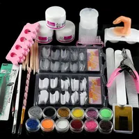 22 in 1 Manicure DIY Basic Starter Kit color glitter Acrylic Powder Brush Pen for Practice 3D false Nail Art Full Set231i