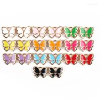 Charms 10pcs Stereoscopic Color Butterfly Handmade Diy Alloy Drip Oil Jewelr Necklace Earrings Keychain Pendant Wholesale