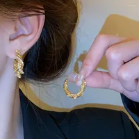 Hoop Earrings DREJEW Luxury Cubic Zirconia Winding Round Ear Ring Geometry C Piercing Earring For Women Valentine Holidays Gifts Jewelry