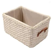 Storage Bags Manual Woven Basket Handmade Laundry Wicker Baskets Sundries Organizer Clothes Toys Container Decoration -White