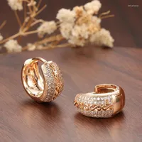 Backs Earrings Luxury Female White Crystal Small Charm Rose Gold Color Clip For Women Elegant Bride Round Wedding