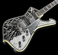 Super Rare PS2CM Purple Gold Sliver Cracked Mirror ICEMAN Paul Stanley Electric Guitar Abalone Cream Body binding Abalone Pea9309152