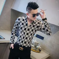 Men's Casual Shirts Spring And Autumn Men's Shirt Long Sleeve Korean Handsome Slim Fit Light Luxury Trend Leisure Advanced Plaid Top