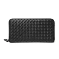 Latest European American women clutch wallets sheepskin leather knitting long cash purse fashion men zipper design wallet card hol241P