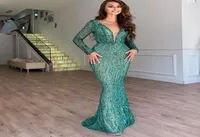 2021 Rose Gold Prom Dress Mermaid Formal Party Ball Gown Long Sleeve Afraic Girl Green Evening Dresses Deep Pageant Drseses Custom2608683