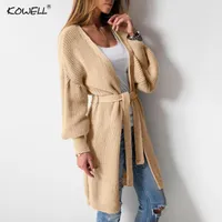 Women's Knits Solid Long Sleeve Autumn Winter Sweater Women Bandage Loose Knitted Cardigans Outwear Coat Sexy Costumes