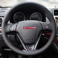Steering Wheel Covers For Great Wall Haval Hover H3 H5 Wingle 3 5 Hand Stitched Black Leather Wear-resistant And Anti-skid Cover