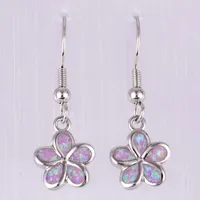 Dangle Earrings KONGMOON Plumeria Light Pink Fire Opal Silver Plated Jewelry For Women Drop
