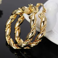 Hoop Earrings 925 Silver Gold Twisted Rope Loop 38mm Circle Earring For Women Fashion Wedding Engagement Party Jewelry