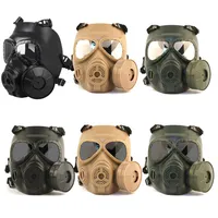 Tactical PC Lens Mask Airsoft Paintball Shooting Face Protection Gear Full Face with Air Filtration Fan305A