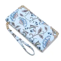 Wallets Embroidery Flower Women's Wallet Zipper Long Clutches Change Purse Lady Po Holder Card Pocket Beautiful National