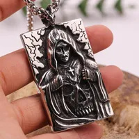 Pendant Necklaces Gothic Dimensional 316L Stainless Steel Death Skull Men Punk Retro Cross Necklace Jewelry Wholesale