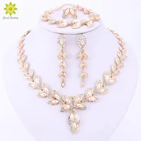 Necklace Earrings Set Simulated Pearl For Women Pendant African Beads Crystal Ring Bracelet Fine Accessories