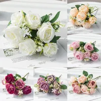 Decorative Flowers & Wreaths Graceful Artificial Bouquet Fake Peony Micro Landscaping Vivid Faux Silk Flower Vase Decorating For Meeting Roo