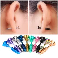 Stud Earrings 1 Pair Titanium Steel Piercing Unisex Women Men Halloween Funny Jewelry Screw Anti Allergic